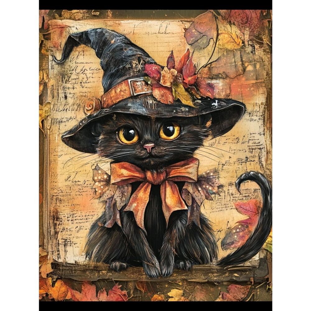 Custom Fridge Magnet Black Cat Halloween Home Kitchen Decor